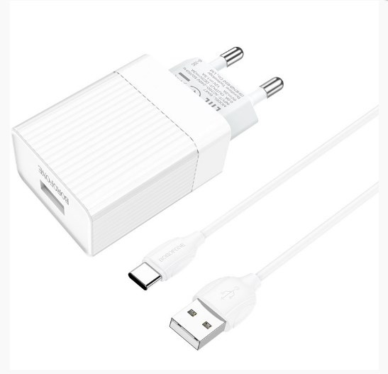 СЗУ BOROFONE BA47A Mighty  3.0A 1USB с кабелем TYPE C