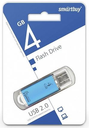 Флеш-накопитель 4Gb SmartBuy V-Cut, USB 2,0, синий