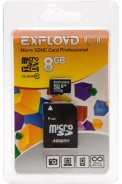 Карта памяти 8Gb MicroSDHC Exployd Class 10 с адаптером
