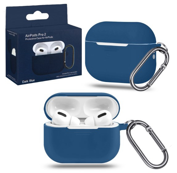Чехол Airpods Pro 2, с карабином, темно синий