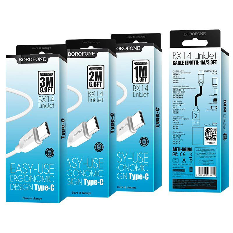USB кабель для TYPE-C BOROFONE BX14 LinkJet, 2.4А, 3 м