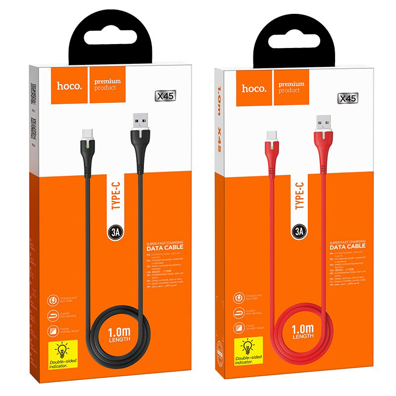 USB кабель для TYPE-C HOCO X45 Surplus 1.8м, QC 20W, PD 3A, LED, TPE