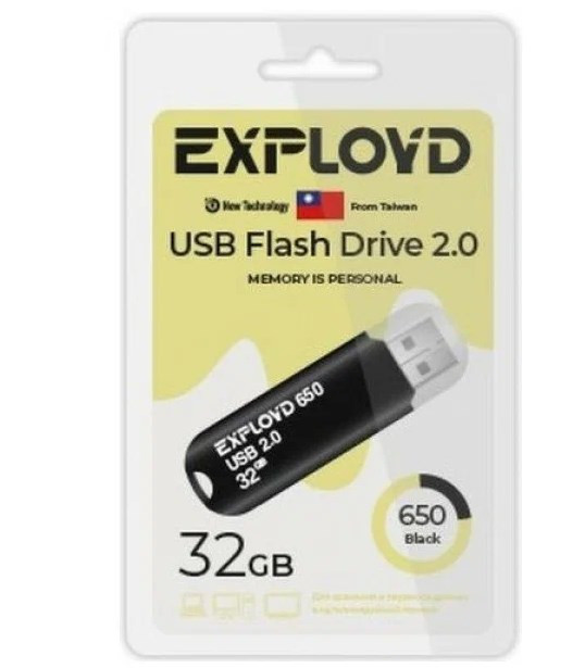 Флеш-накопитель 32Gb Exployd 650, USB 2.0, черный