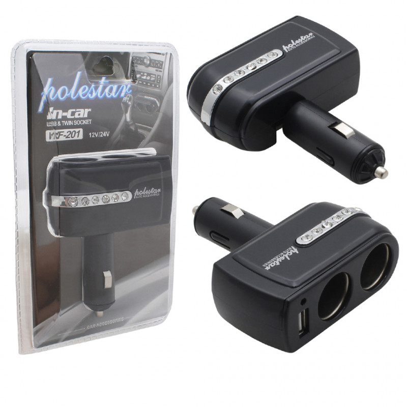 Переходник в прикуриватель (WF-201) на 2 ЗУ