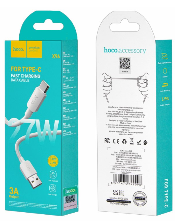 USB кабель для TYPE-C HOCO X96, 27W
