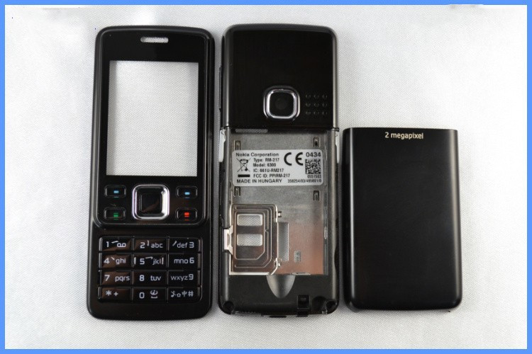 Корпус для Nokia 6300 со средней частью + клавиатура (черный)