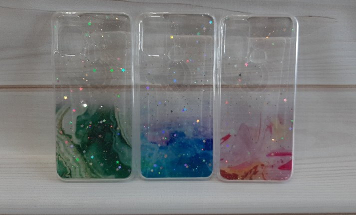 Накладка для SAMSUNG A415F (A41), с блестками, звездочки