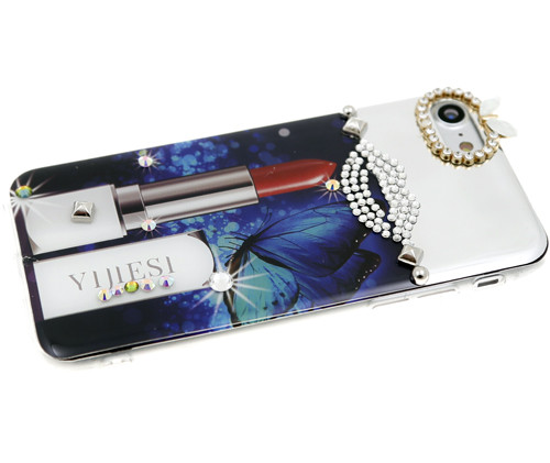 Силикон для Apl IPh X/XS, со стразами и запахом, синий