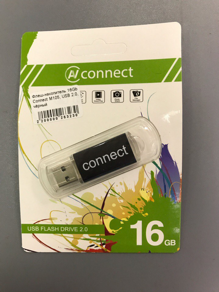 Флеш-накопитель 32Gb Connect M105, USB 2.0, чёрный