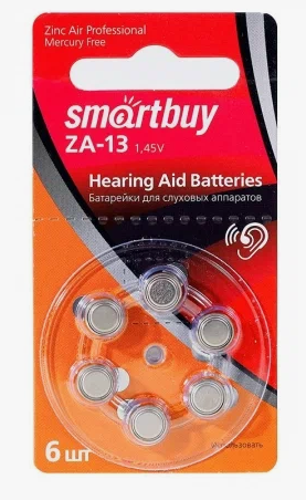 Батарейка Smartbuy A13-6B, для слухового аппарата (Цена указана за упаковку 6 батареек.)