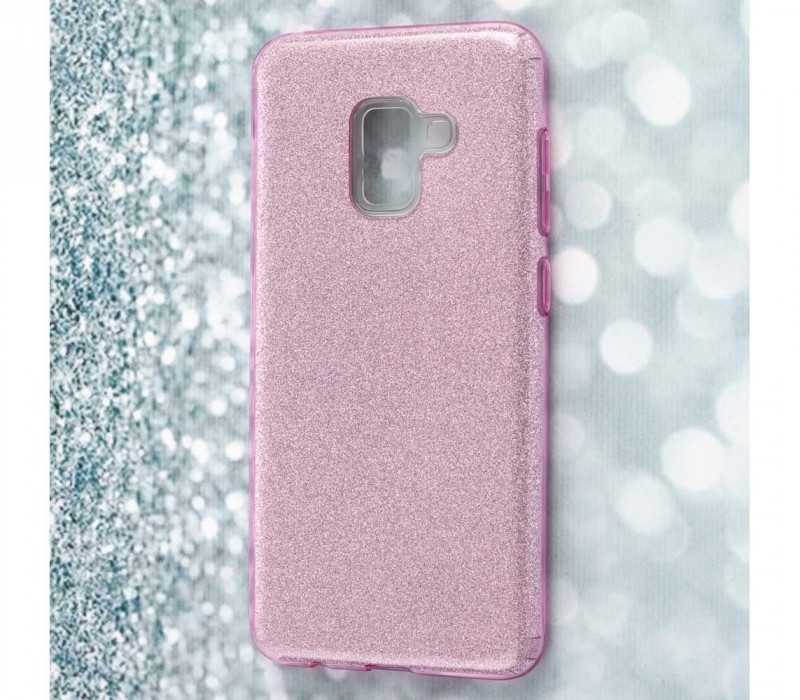 Накладка для SAMSUNG J610F (J6 Plus 2018), с блестками, розовый