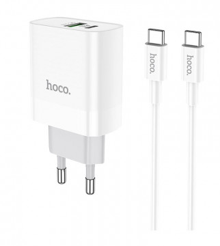 СЗУ HOCO C80A Rapido 1USB, 1USB C с кабелем Type C на Type C, 3.1A, 20W