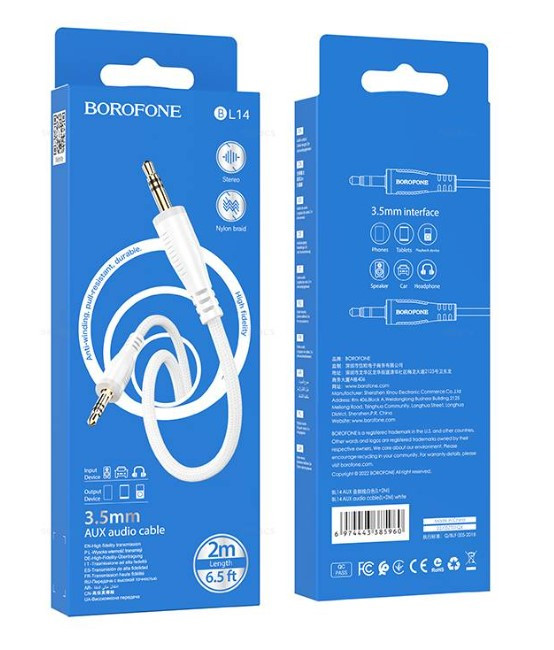Кабель AUX BOROFONE BL14 AUX Jack 3.5 (m) - Jack 3,5 (m), 2 м