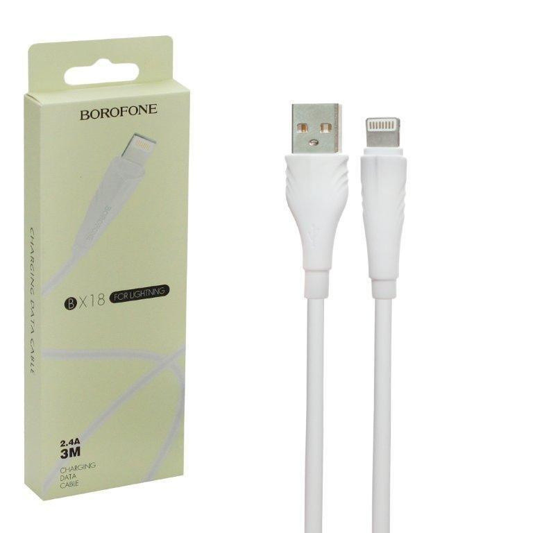 USB кабель для lightning BOROFONE BX18, Optimal, 3.0м, круглый, 2.4A