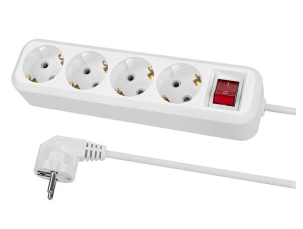 Сетевой фильтр POWER STRIP, 4 гнезда, 3 метра с заземлением, з/ш, 16А