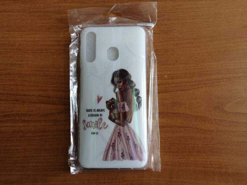 Силикон для SAMSUNG A105F A10, M105F M10, Перламутр, Девушка с собачкой