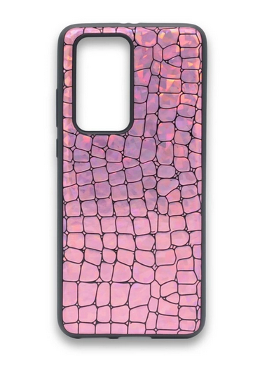 Накладка для Huawei P40 Pro, крокодил перламутровый, розовый