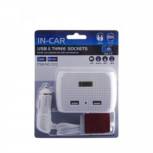 Переходник в прикуриватель (1512) на 3 ЗУ, 2USB, OLESS
