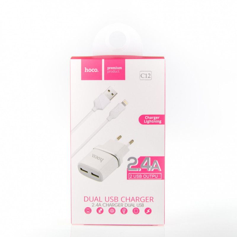 СЗУ HOCO C12 Smart 2.4A 2USB кабель micro