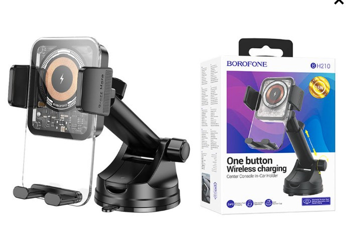 Автодержатель BOROFONE BH210, Riley wireless fast charging car holder