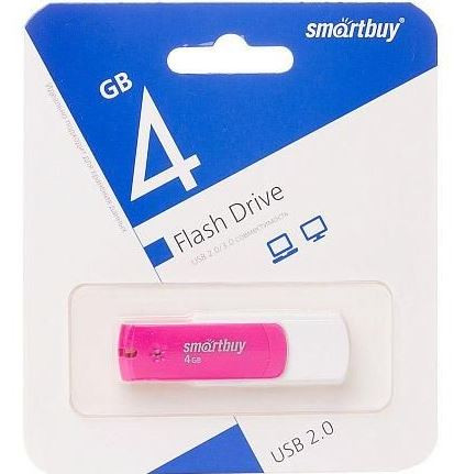 Флеш-накопитель 4Gb SmartBuy Diamond, USB 2.0, розовый