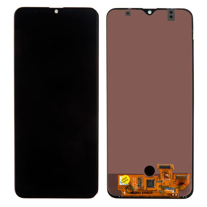 Дисплей для SAMSUNG A30s SM-A307 в сборе с сенсором в корпусе, черный OLED