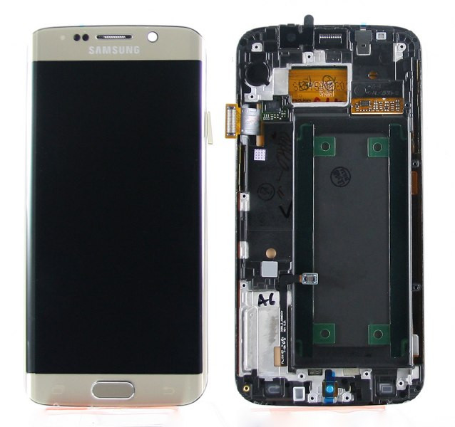 Дисплей для Samsung G925F (S6 Edge) в сборе с сенсором (золото) Оригинал