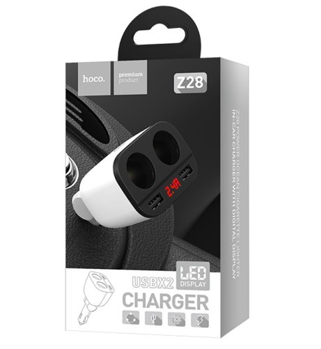 АЗУ HOCO Z28 Power Ocean, 2USB  2 прикуриватель, 3.1A, 160W