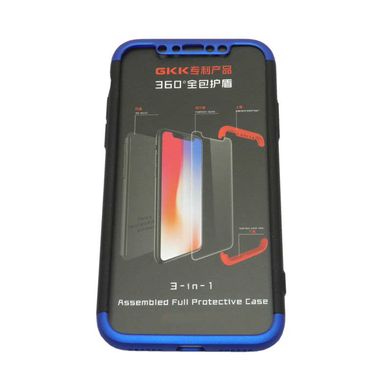 Накладка для Apl IPh 7/8, GKK 3in1 360 градусов пластик, синий
