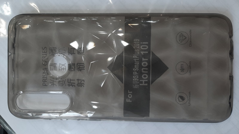 Силикон для HUAWEI Honor 10i/P Smart+ (2019), КР, прозрачный, черный