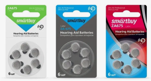 Батарейка Smartbuy A675-6B, для слухового аппарата (Цена указана за упаковку 6 батареек.)