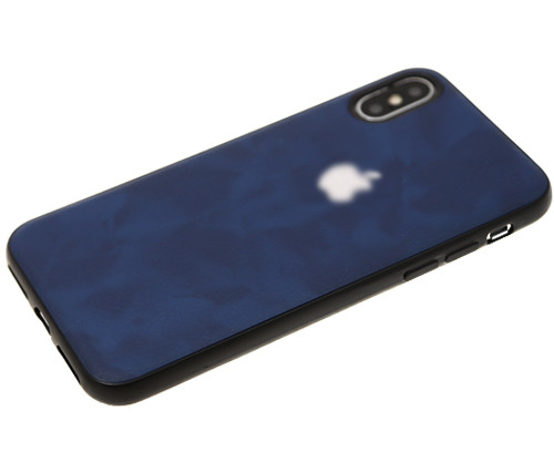 Накладка для XIAOMI Redmi 9C, 10A под кожу с логотипом, синий