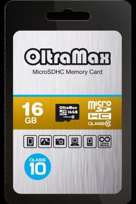 Карта памяти 16Gb MicroSDHC OltraMax Class10 без адаптера