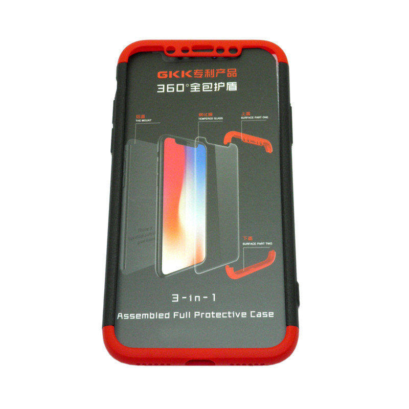 Накладка для Apl IPh X, GKK 3in1 360 градусов пластик, красный