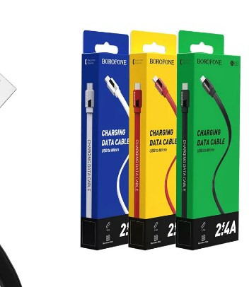 USB кабель для Micro BOROFONE BU8 Glory, 2.4А, 1.2 м