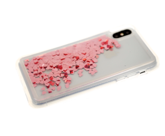 Накладка для SAMSUNG A505F (A50)/A307F (A30s)/A507 (A50s), Жидкие блестки, сердечки, розовый