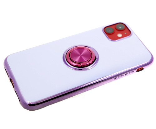 Силикон для SAMSUNG A20S A207F, Глянцевая, с кольцом, сиреневый