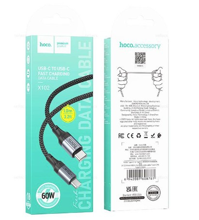 USB кабель HOCO X102 Type-c  на Type-c, 60W