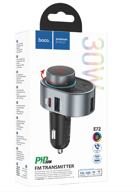 FM-модулятор BLUETOOTH HOCO E72, Alegria, 2USB 1USB-C, 3.1A, 30W