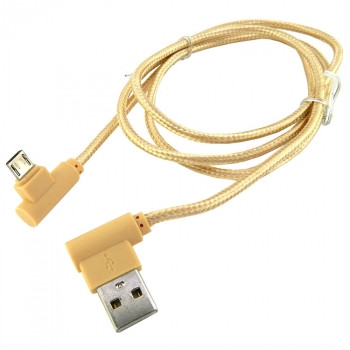 USB кабель для Micro WALKER C540 в матерчатой обмотке, угловой разъем, золото