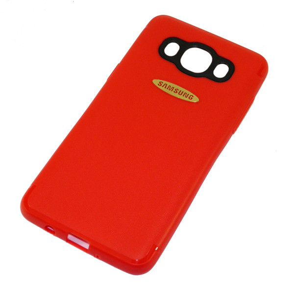 Силикон для SAMSUNG J120F (J1 2016), имитация кожи, красный