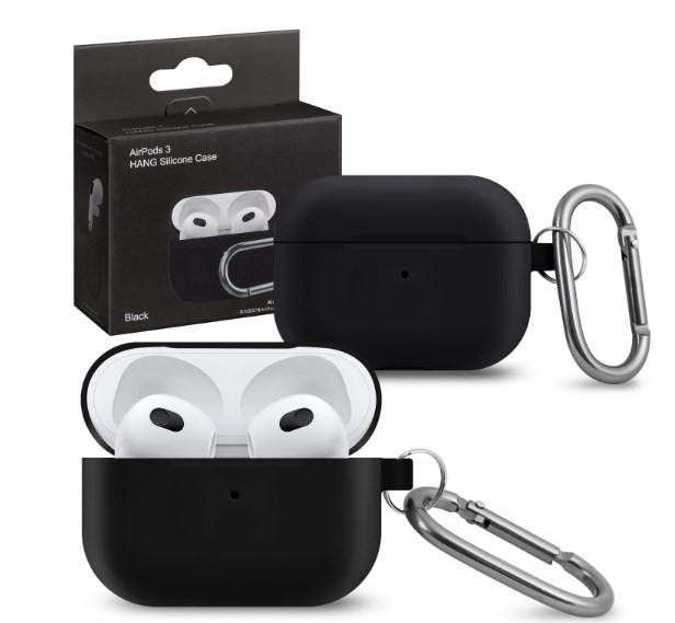 Чехол Airpods 3, с карабином, черный