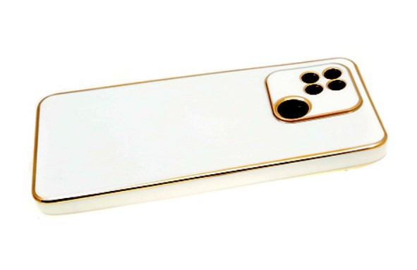 Накладка для REALME C20/C11 2021, золотая окантовка, белый