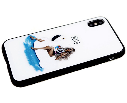 Накладка для SAMSUNG A105F A10, M105F M10, Стекло, девушка в купальнике