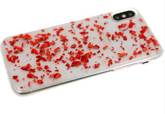 Накладка для Samsung A515F A51, прозрачный с фольгой, красный