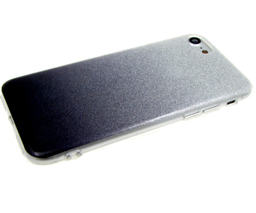 Силикон для Apl IPh 7/8, блестки с переливом, черный