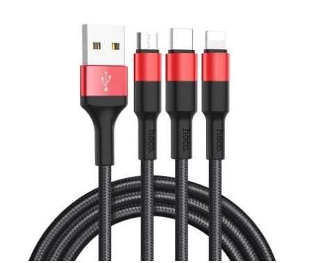 USB кабель HOCO X26 Xpress 3в1 Micro, Type-c, Lightning, 2А, 1 м