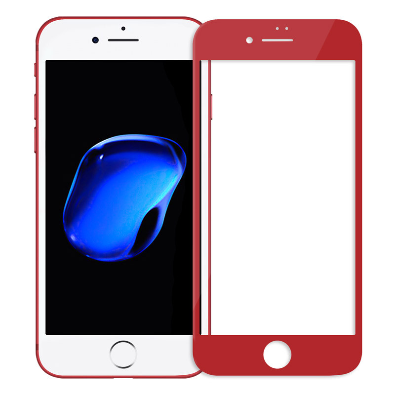 Защитное стекло для ApL iph 6/6S, 3D/4D, красное, в упаковке