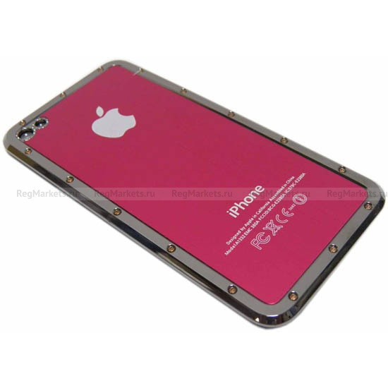 Крышка АКБ для ApL iph 4G Metallik Slider Case New №2 металлическая розовая