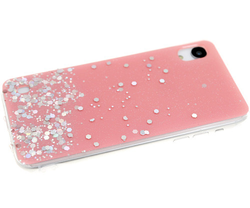 Силикон для SAMSUNG A205F (A20)/A305F (A30), с крупными блестками, розовый